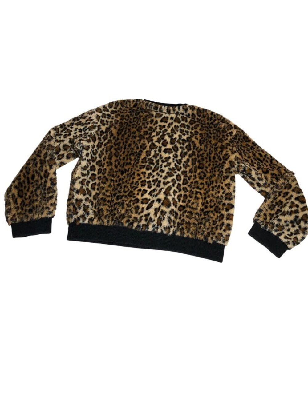 Zara Trafaluc Leopard Print Sweatshirt Womens M Faux Fur Pullover Top Shirt - Picture 5 of 8